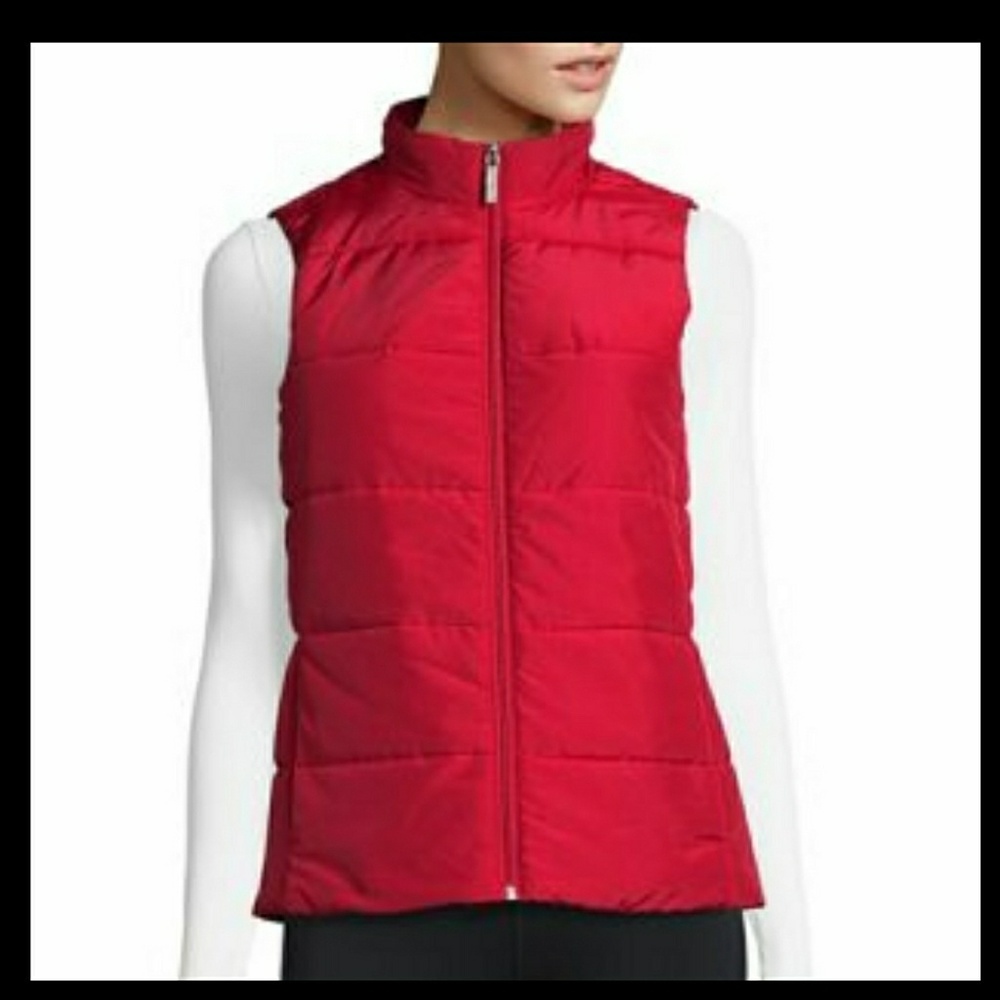 NWT MICHAEL KORS FRONT ZIP RED PUFFER VEST